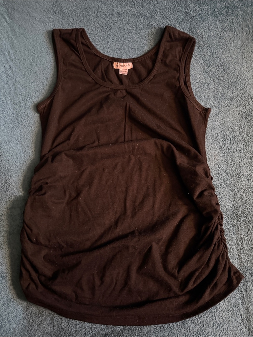 Oh! Mamma Ruched Sides Muscle Tee in Black